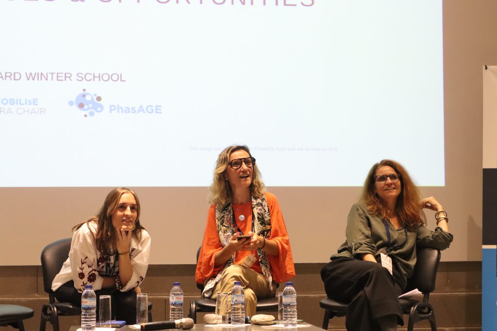 (L-R) Filipa Morais (SOS Children’s Village International), Madalena Abreu (Coimbra Business School), and Sofia Rodrigues (NOVA Medical School and Maratona da Saúde)